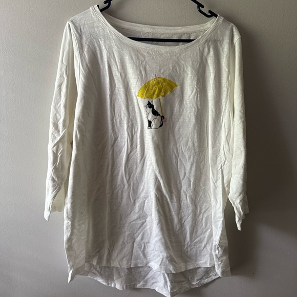 Talbots White Cotton Top 
TALBOTS Shirt, Size 1X PLUS White Cat Embroidered - Picture 2 of 4